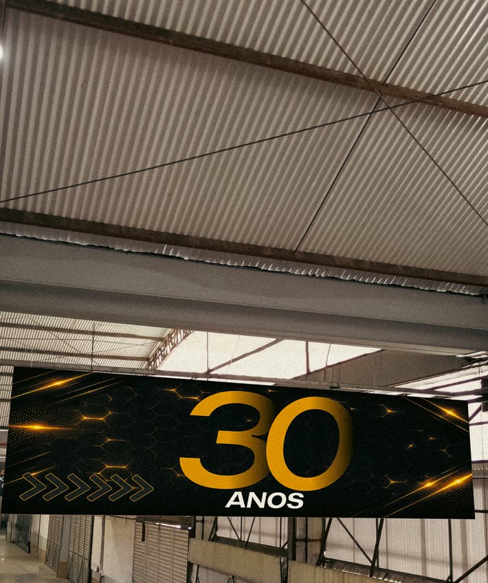 Placa de 30 anos da Ícone Log no armazém