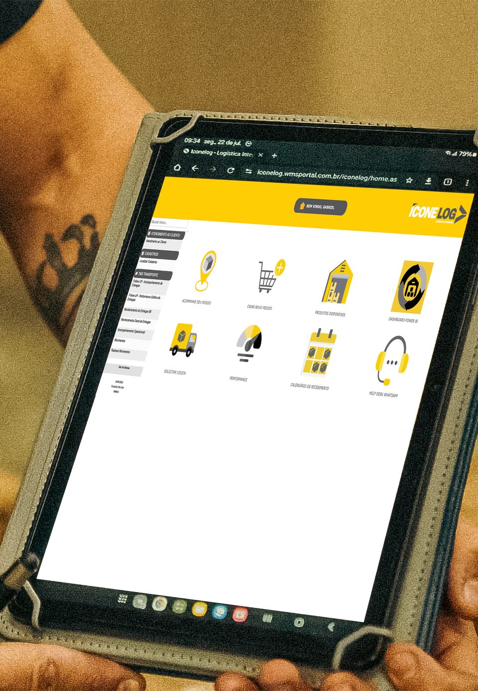 Sistema de gestão de estoque no tablet